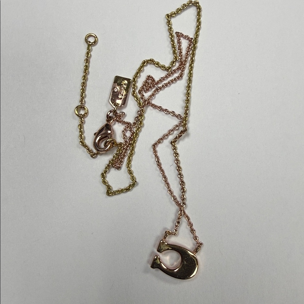 Coach Two-Tone Gold and Rose Gold C Necklace - Picture 5 of 5